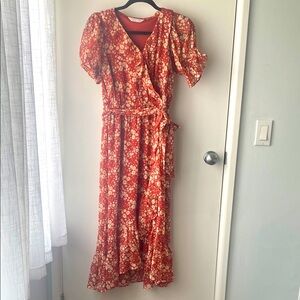 Floral Ruffled Wrap Dress